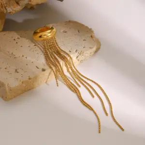 Elegant Stainless Steel Gold-Tone Clip-On Earrings 9 Sdbf4830cddad49c88587841e2ace9765y