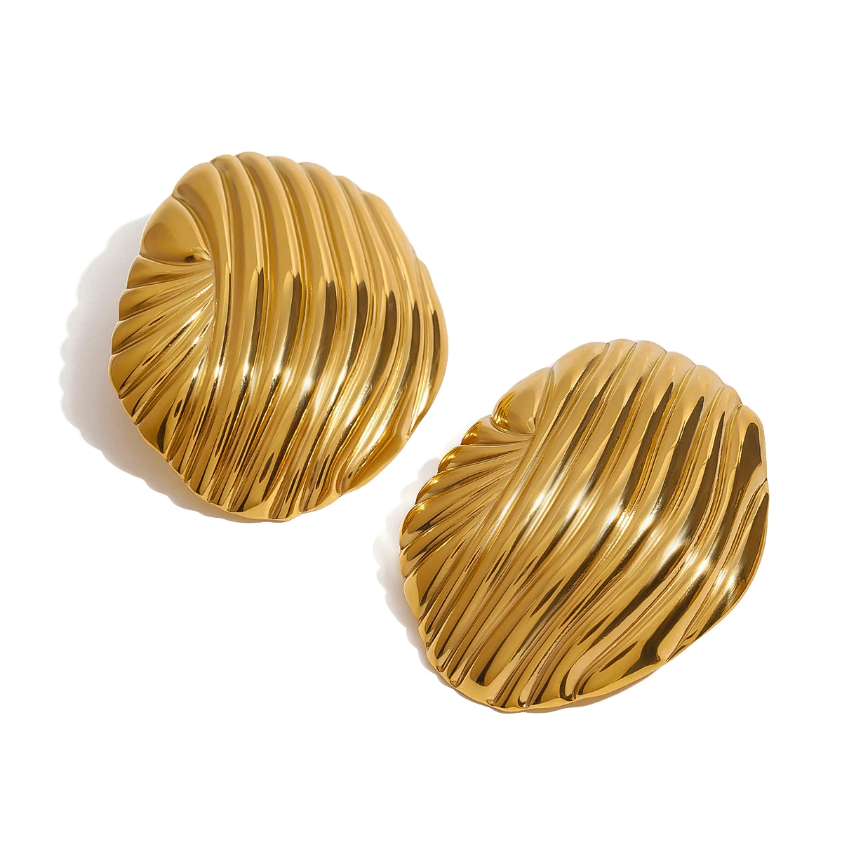 Vintage Gold-Plated Stainless Steel Stud Earrings 1 Vintage Gold-Plated Stainless Steel Stud Earrings