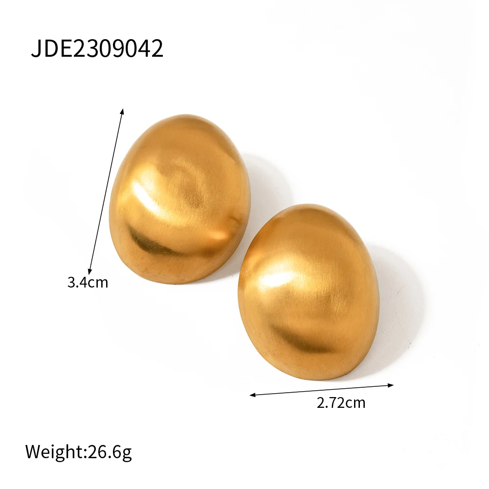 Gold Stainless Steel Oval Earrings 6 Gold Stainless Steel Oval Earrings - Image 6