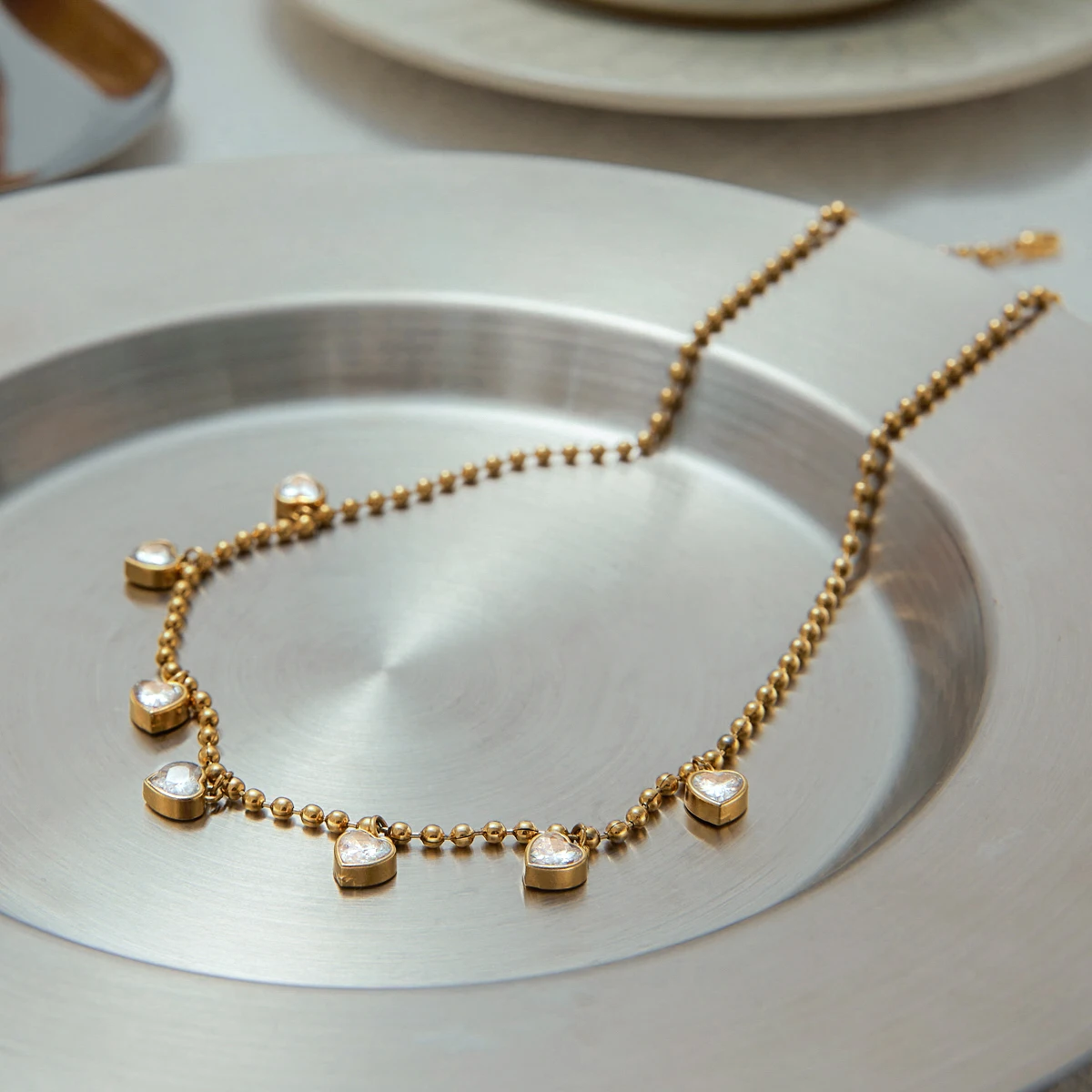 Gold Stainless Steel Heart Pendant Necklace 5 Gold Stainless Steel Heart Pendant Necklace - Image 5