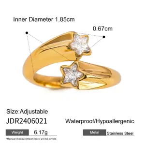 Gold-Tone Stainless Steel Pentagram Ring for Women 11 Sdd156327a2684f978ec49983cd69f3ecG