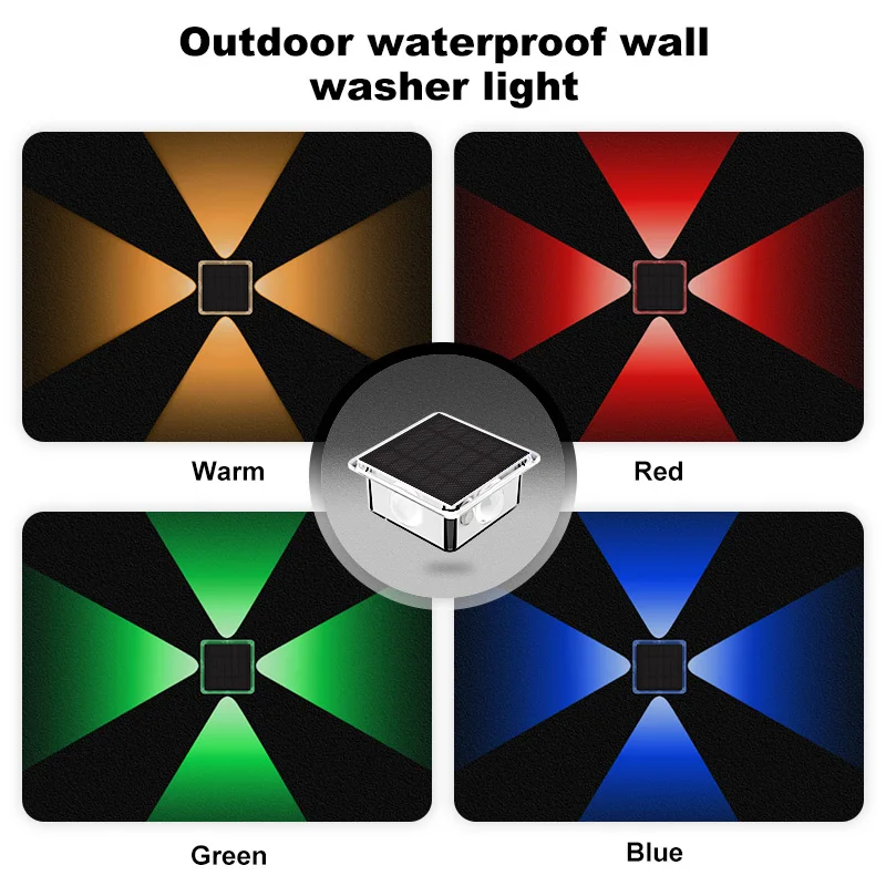 Modern RGB Solar Wall Light for Outdoors 2 Modern RGB Solar Wall Light for Outdoors - Image 2