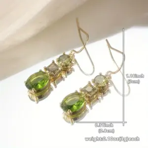 Gold Drop Earrings with Green Cubic Zirconia 8 Sdd3ea8e10f8a4e7db051a848071b7601h