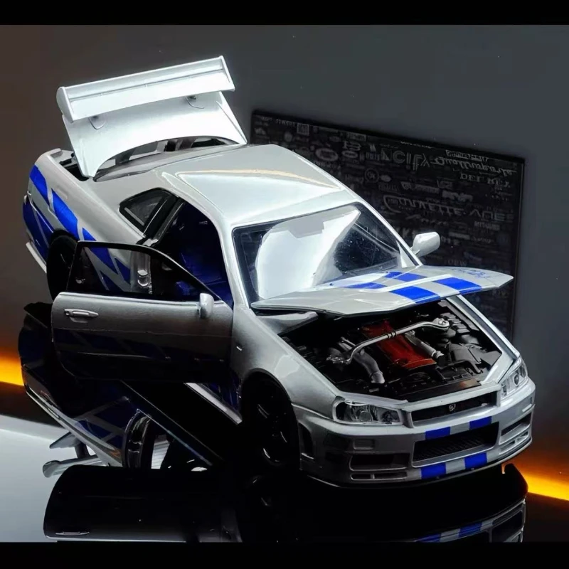 1:32 Scale Nissan Skyline GTR R34 Diecast Model 2 1:32 Scale Nissan Skyline GTR R34 Diecast Model - Image 2
