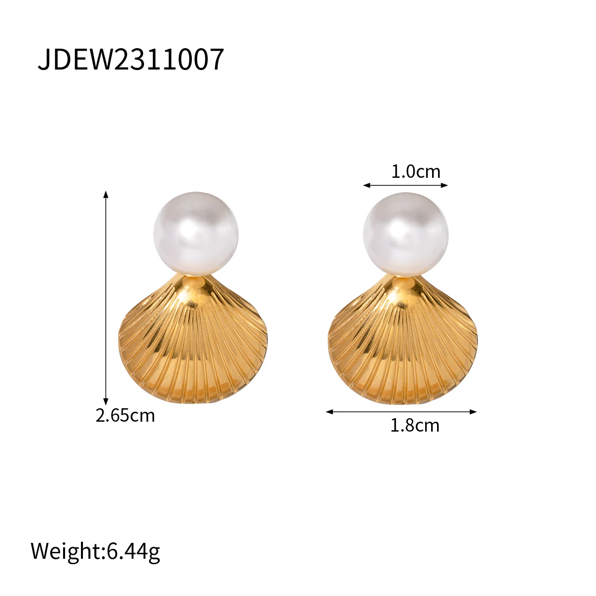 Stainless Steel Pearl Earrings U-Shape Model JDE2311061 10 Stainless Steel Pearl Earrings U-Shape Model JDE2311061 - Image 10