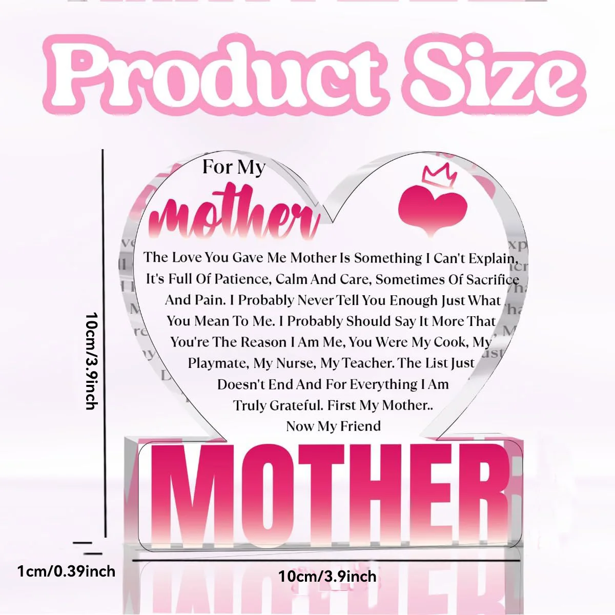 Pink and White Mother Gift Decorative Plaque 2 Pink and White Mother Gift Decorative Plaque - Image 2