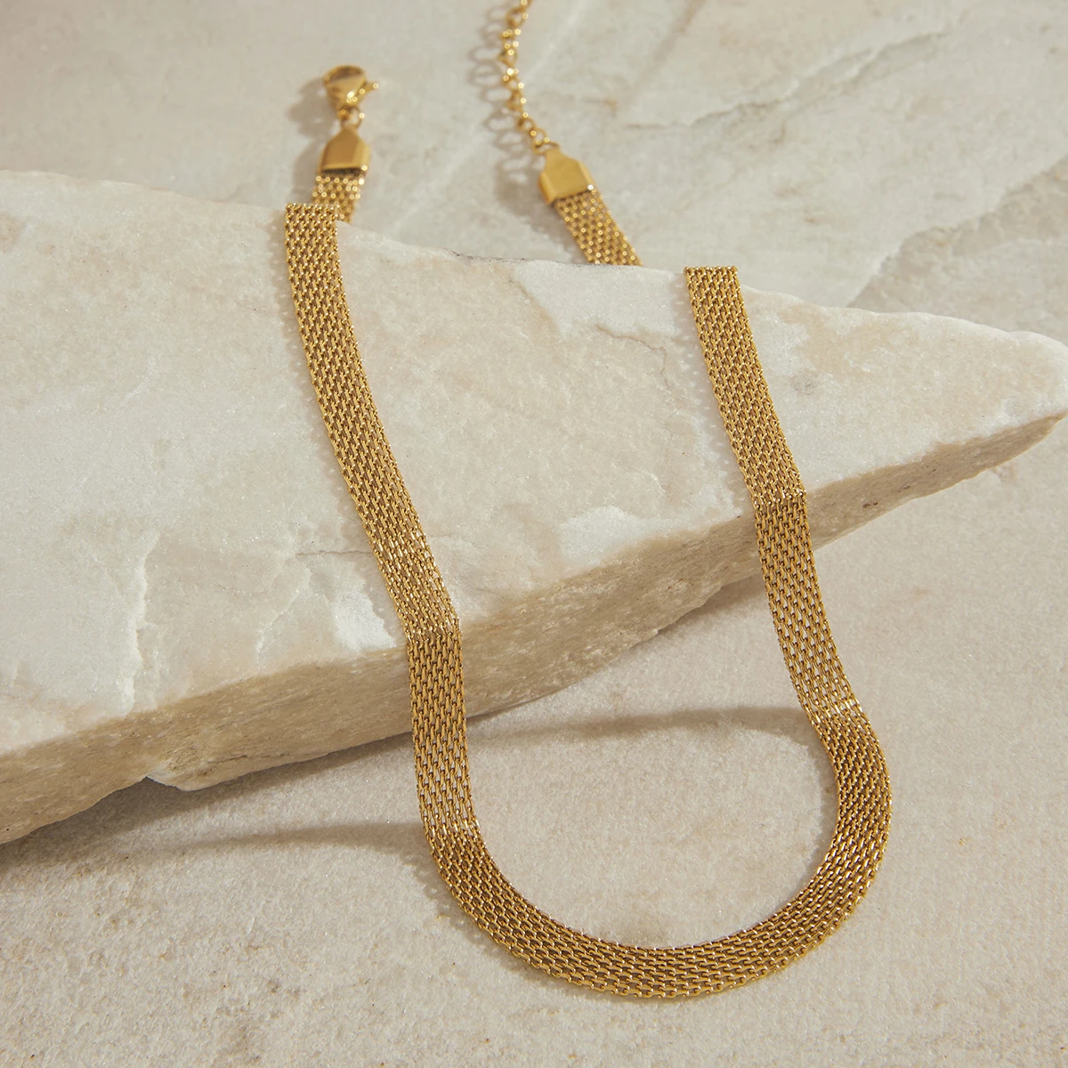 Stainless Steel Gold Mesh Necklace for Women 5 Stainless Steel Gold Mesh Necklace for Women - Image 5