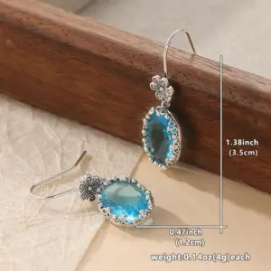 Silver Copper Alloy Dangle Earrings with Blue Cubic Zirconia 10 Sde831eed71c84364955a5dd5542674c2U