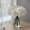 White Silk Rose Bouquet for Decor