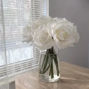 White Silk Rose Bouquet for Decor