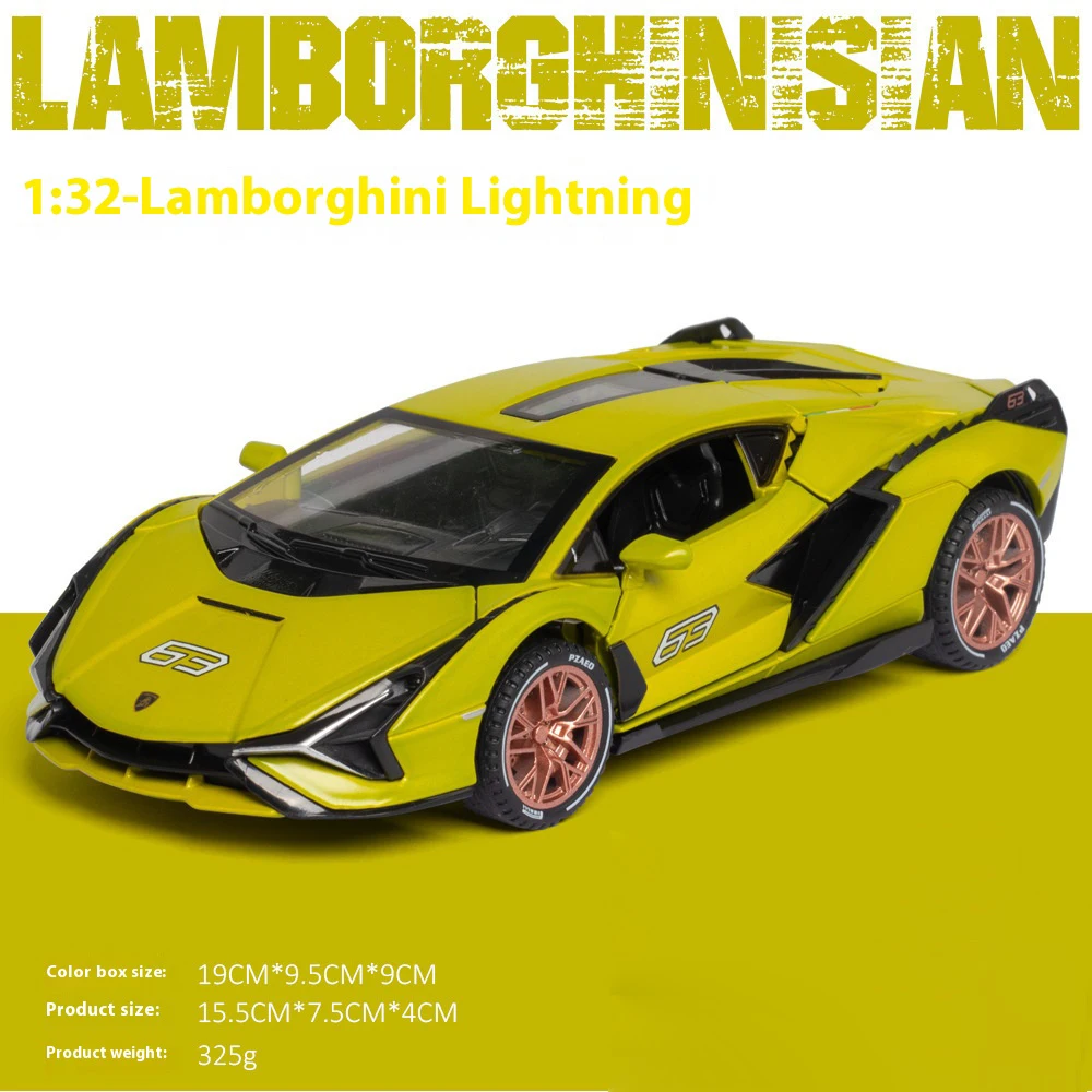 Green Lamborghini SIAN 1:32 Diecast Model 6 Green Lamborghini SIAN 1:32 Diecast Model - Image 6
