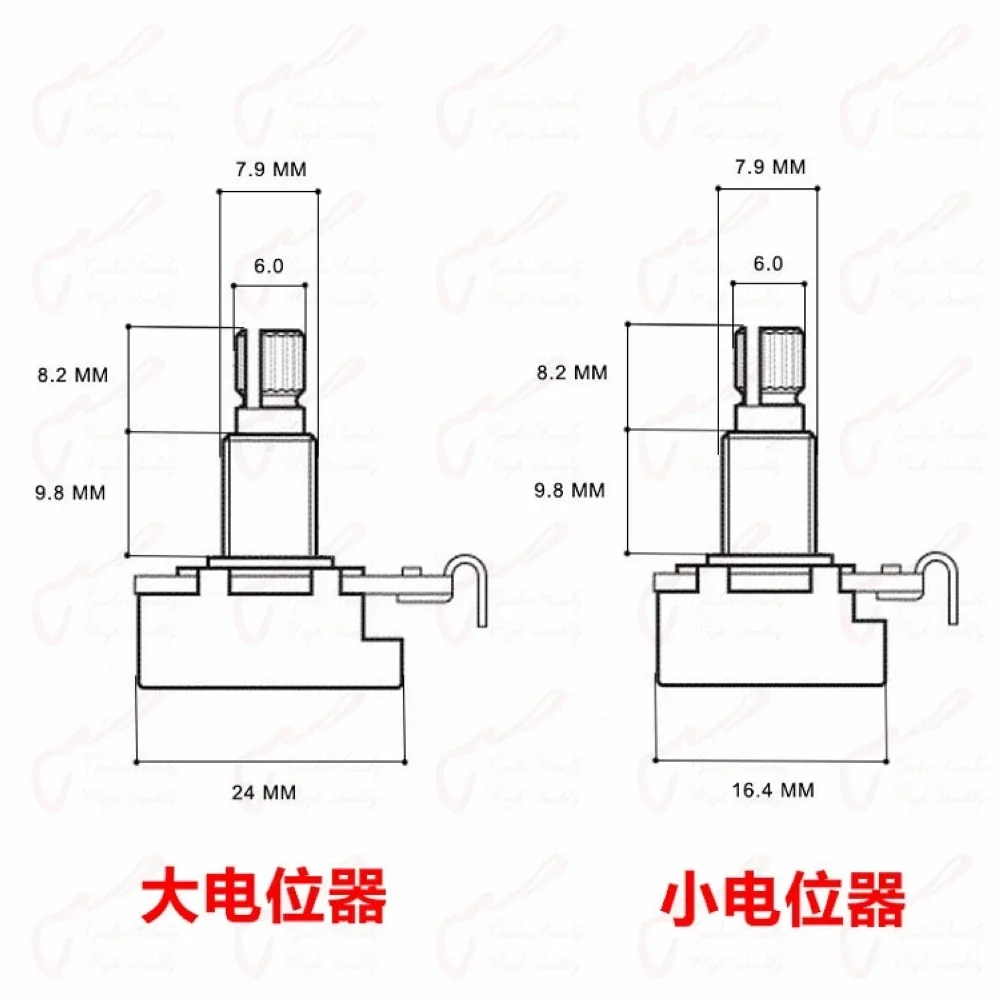 Korean Brass Shaft Guitar Potentiometer A500K 5 Korean Brass Shaft Guitar Potentiometer A500K - Image 5