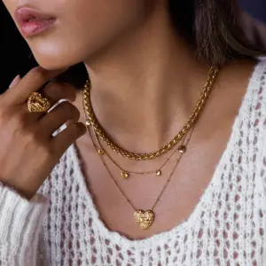 Stainless Steel Gold Heart Necklace 10 Sdeb235f8385e481781dd2c76b8507fa36