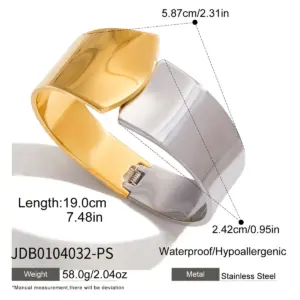 Gold Stainless Steel Geometric Cuff Bracelet for Women 15 Sded837c17cc945ea8ca49819f55fb653A