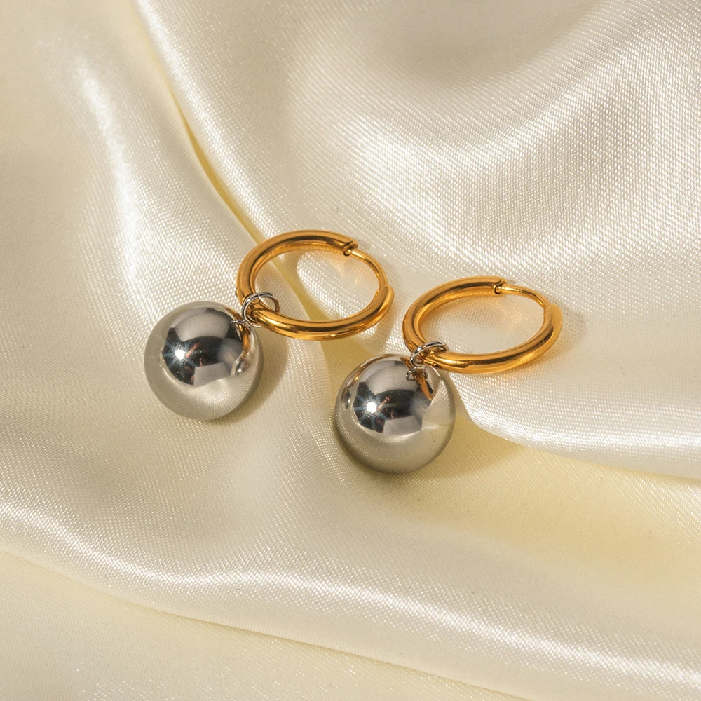 Stainless Steel Hoop Earrings with Silver Charms 4 Stainless Steel Hoop Earrings with Silver Charms - Image 4