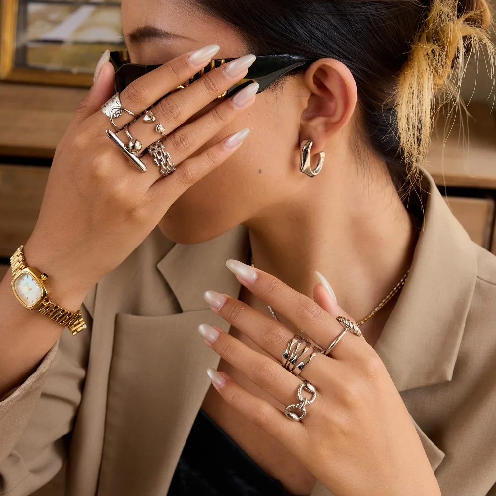 Stainless Steel Geometric Ring for Women 6 Stainless Steel Geometric Ring for Women - Image 6