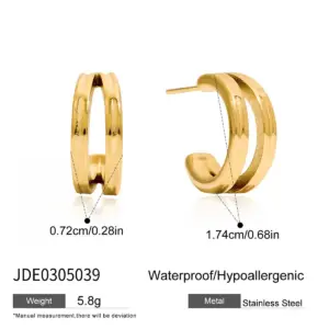 Gold Stainless Steel C-Shaped Hoop Earrings Collection 17 Sdef8ef3242ab4c79a67e352fcca86c32M