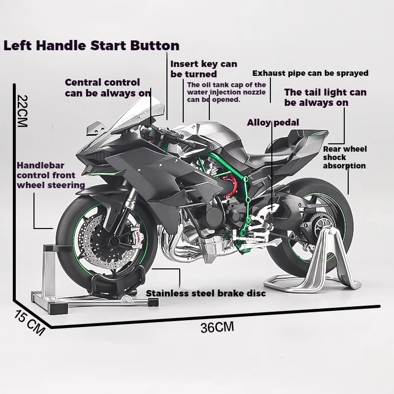 Kawasaki Ninja 500 H2R Diecast Model 1:6 Scale 3 Kawasaki Ninja 500 H2R Diecast Model 1:6 Scale - Image 3