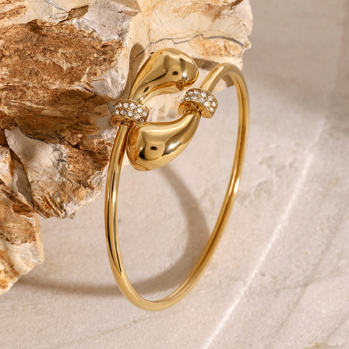 Stainless Steel Gold Comma Bracelet 4 Stainless Steel Gold Comma Bracelet - Image 4