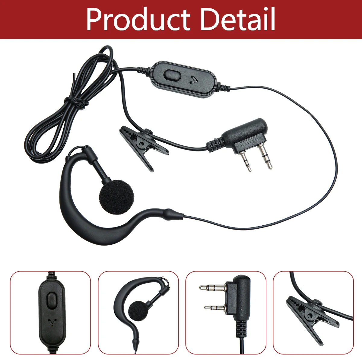 BAOFENG PTT Microphone Headset for Radios 3 BAOFENG PTT Microphone Headset for Radios - Image 3
