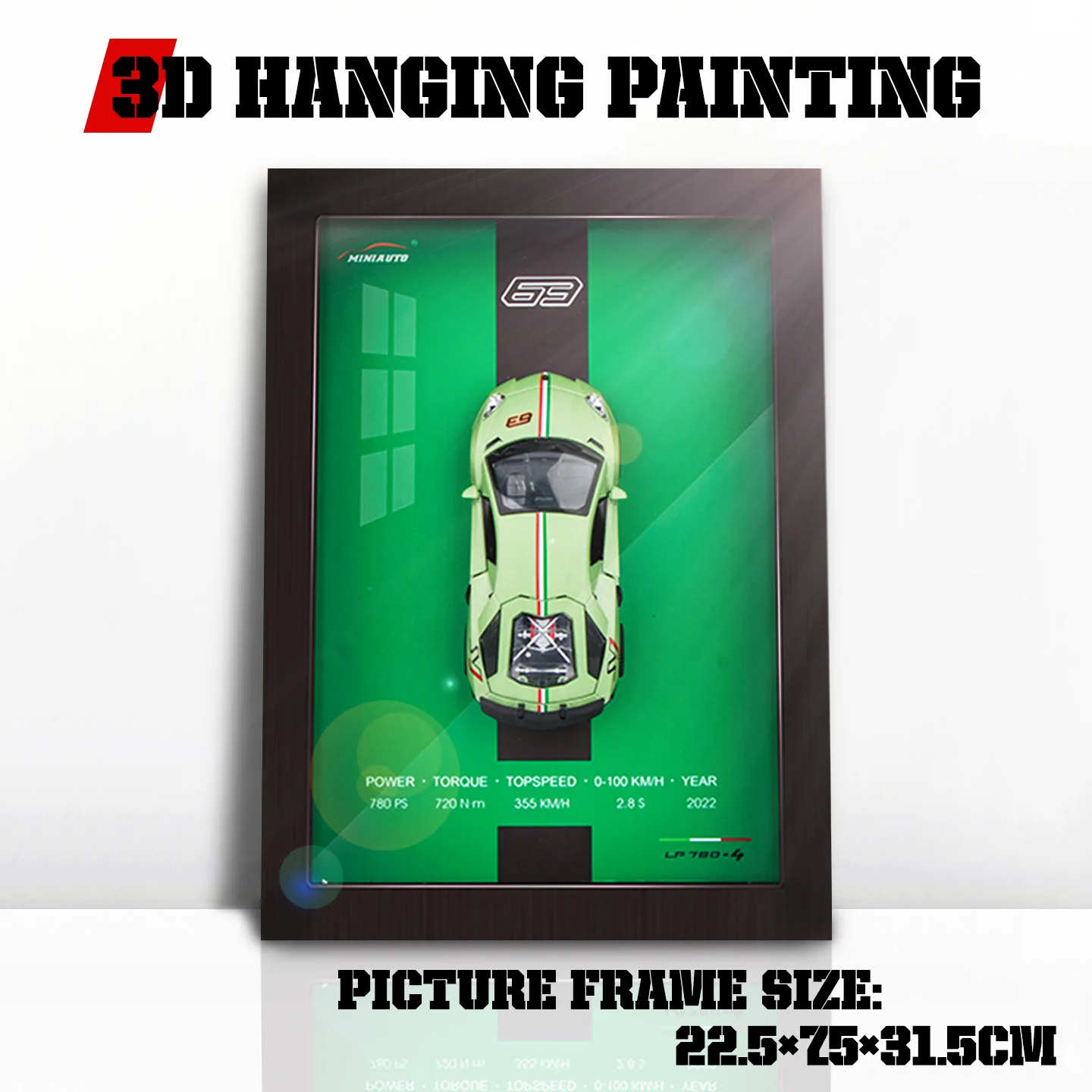 3D Car Wall Art with Dark Wood Frame 10 3D Car Wall Art with Dark Wood Frame - Image 10