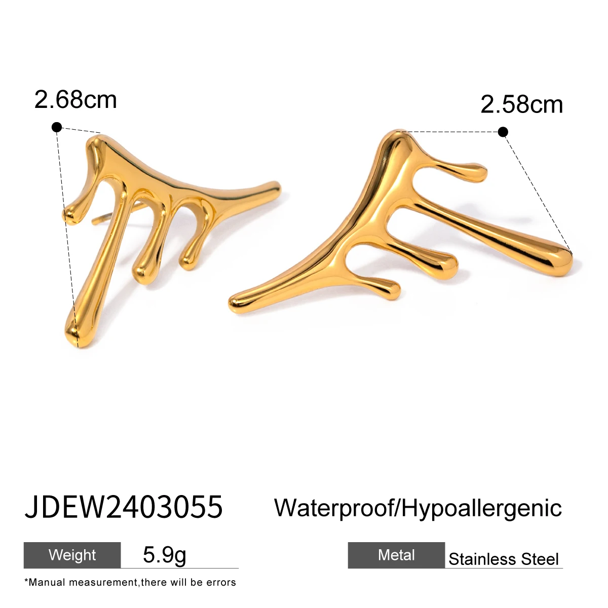Stylish Gold Stainless Steel Liquid Earrings 6 Stylish Gold Stainless Steel Liquid Earrings - Image 6