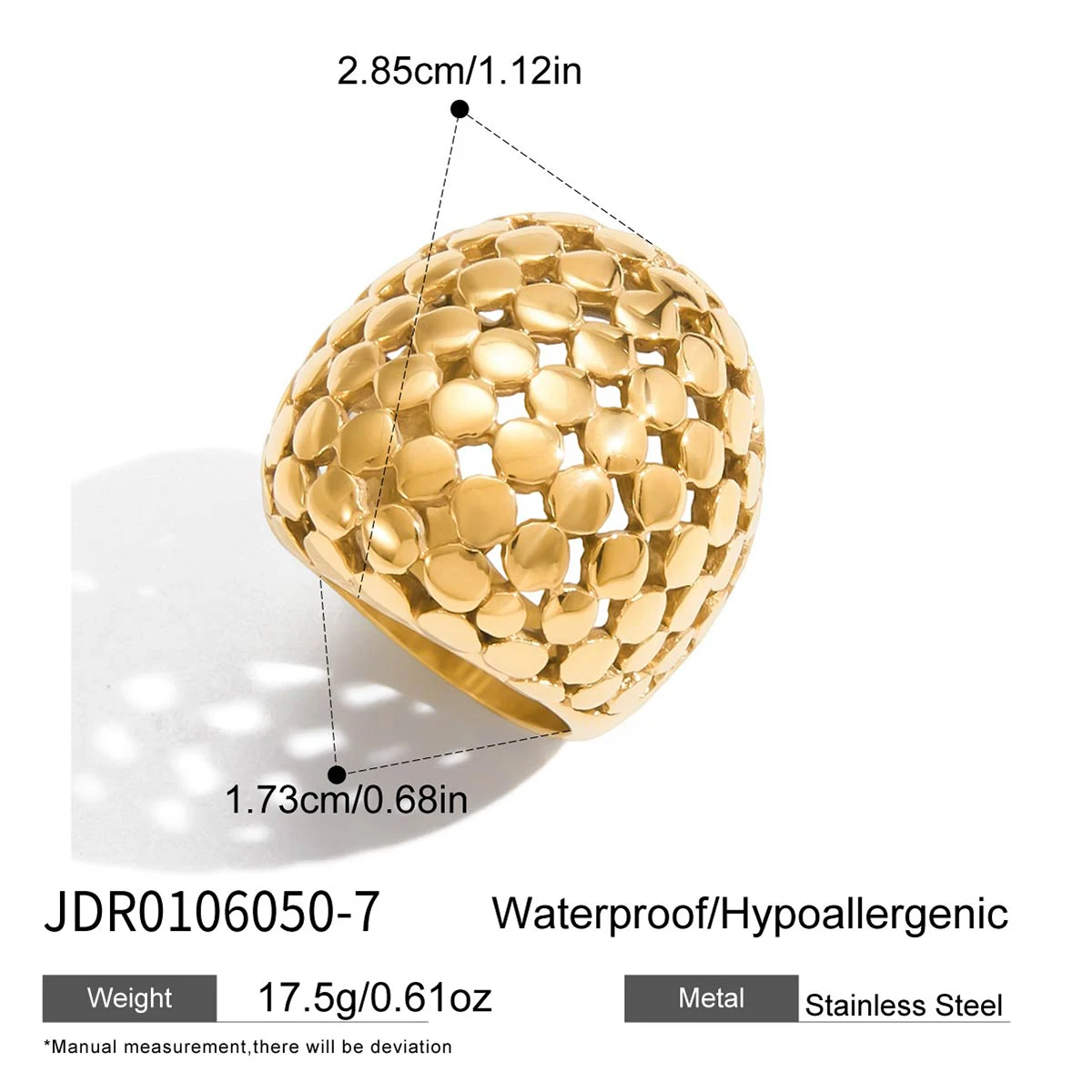 Bold Stainless Steel Gold Women's Ring 7 Bold Stainless Steel Gold Women's Ring - Image 7