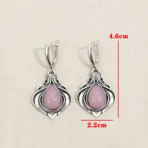 Vintage Silver Water Droplet Earrings with Pink Stones 11 Sdfebfb7442fd47d482058b64dd5789b7z