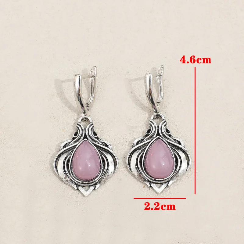 Vintage Silver Water Droplet Earrings with Pink Stones 6 Vintage Silver Water Droplet Earrings with Pink Stones - Image 6