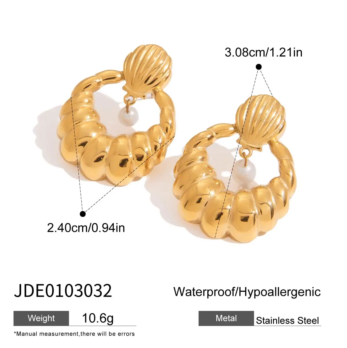 Gold Stainless Steel Shell Earrings 7 Gold Stainless Steel Shell Earrings - Image 7