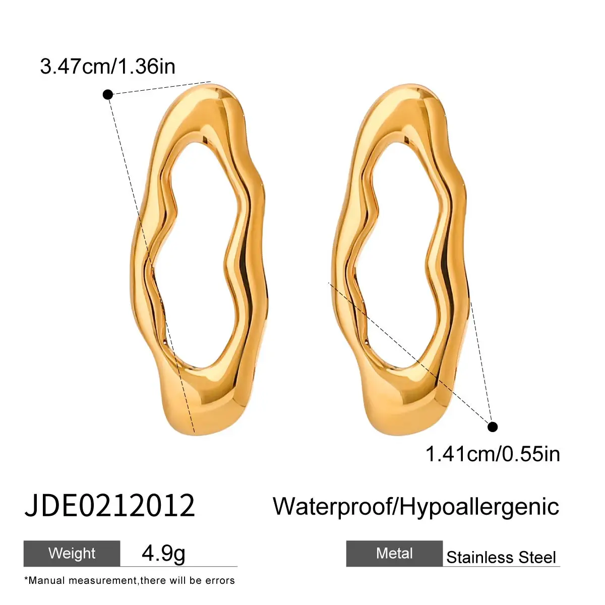 Minimalist Irregular Gold Steel Earrings 7 Minimalist Irregular Gold Steel Earrings - Image 7