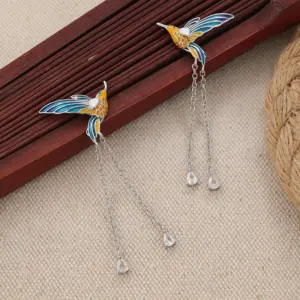 Elegant Silver Copper Hummingbird Earrings 9 Se07d4dff9d384937958f907e2a1c8bf60