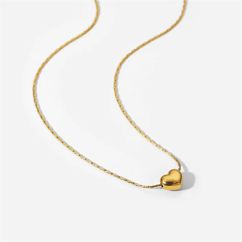 Gold Stainless Steel Heart Necklace 45cm 2 Gold Stainless Steel Heart Necklace 45cm - Image 2