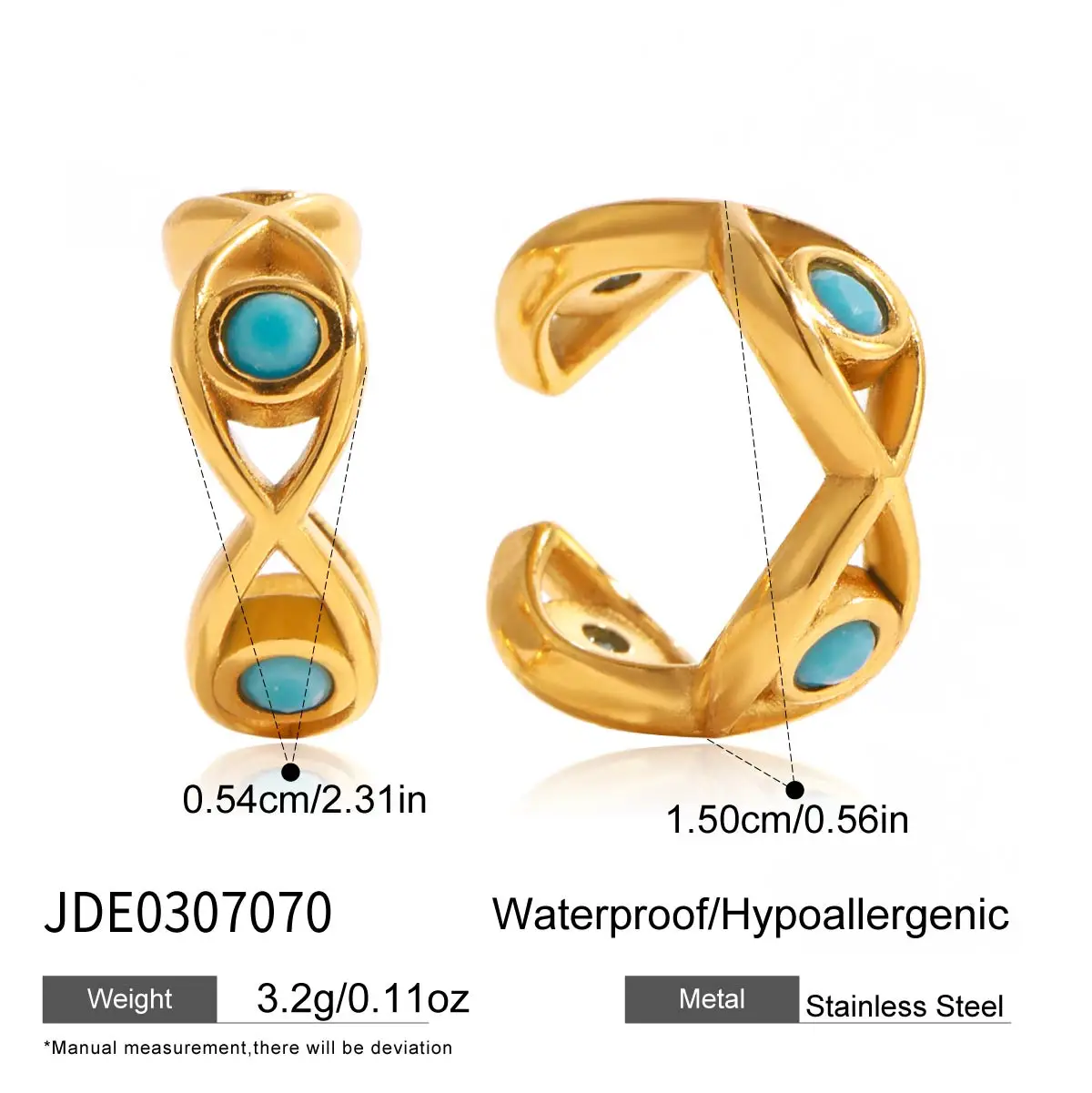 Gold-Tone Stainless Steel Clip Earrings JDE0307070 8 Gold-Tone Stainless Steel Clip Earrings JDE0307070 - Image 8