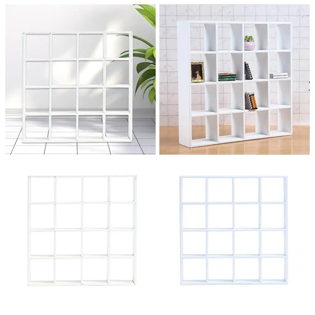 White Miniature Dollhouse Bookcase with 16 Compartments 5 White Miniature Dollhouse Bookcase with 16 Compartments - Image 5