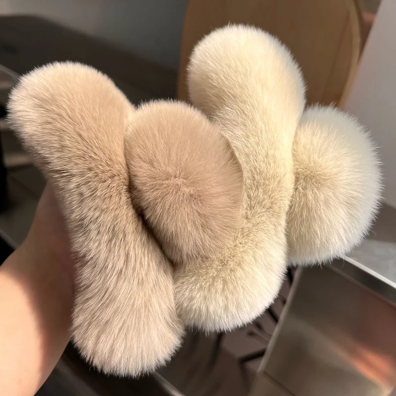 Plush Bunny Fur Hair Clip for Women 5 Plush Bunny Fur Hair Clip for Women - Image 5