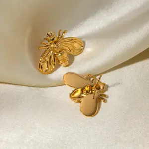 Gold-Tone Stainless Steel Bee Earrings for Women 9 Se0f652c69cfd4bfd9f1bbe84433627bb6