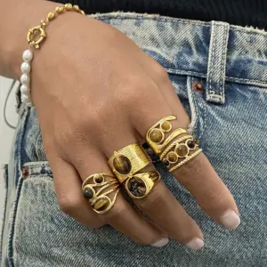 Elegant Gold-Toned Adjustable Stainless Steel Ring 11 Se11aed2e65aa4ba2a11499a570e9ff13B