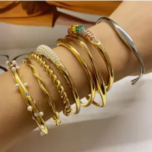 Stainless Steel Gold Cuff Bracelet for Women