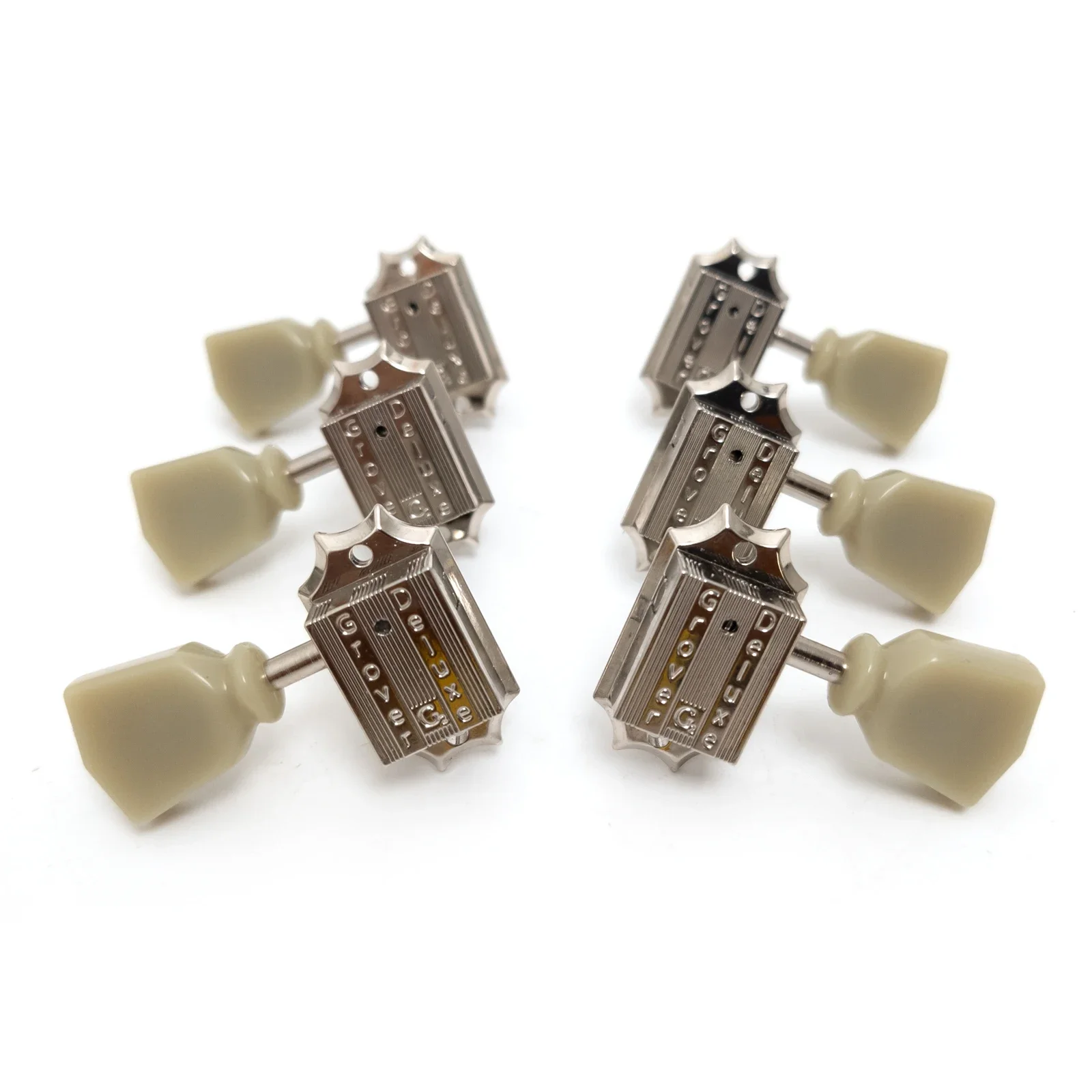 Vintage Chrome Guitar Tuner Set with Ivory Heads 2 Vintage Chrome Guitar Tuner Set with Ivory Heads - Image 2