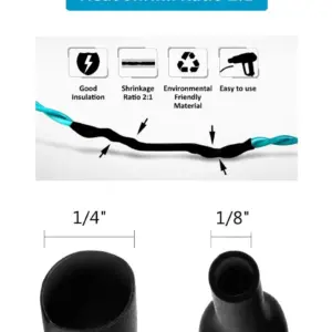 Black Heat Shrink Tubing Set, 8 Sizes, 650 pcs 8 Se155455fc23048008176006307d005c8V