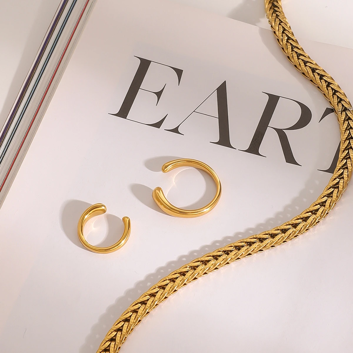 Minimalist Stainless Steel Gold Earclip Set for Women 3 Minimalist Stainless Steel Gold Earclip Set for Women - Image 3