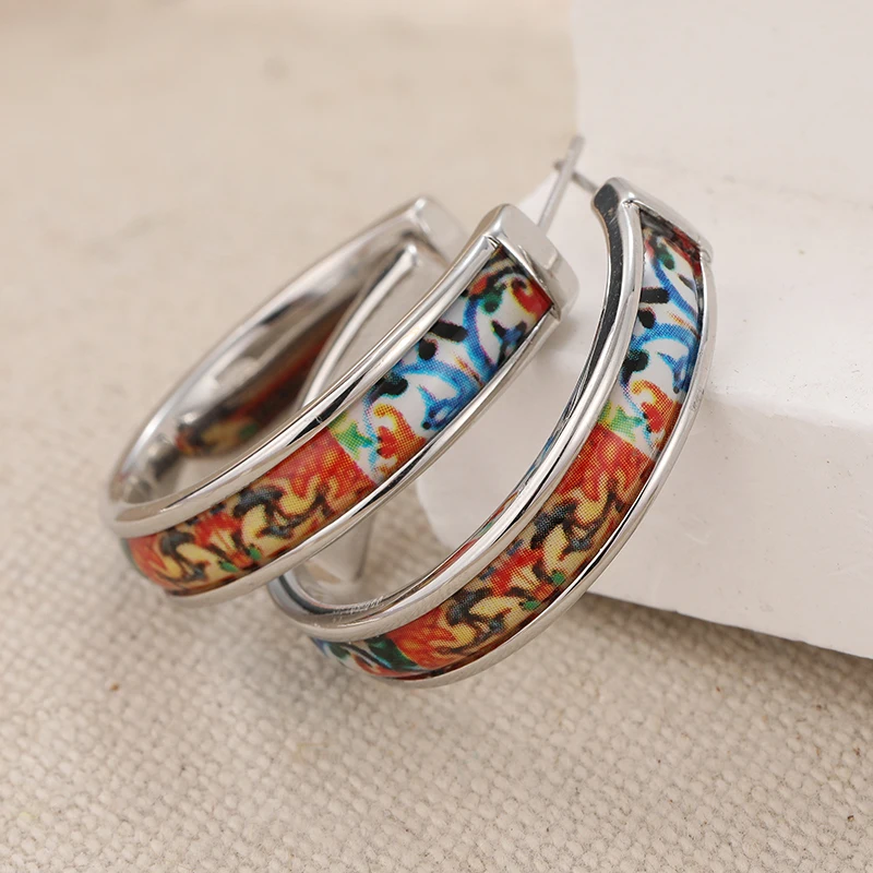 Vibrant Floral Hoop Earrings for Women 2 Vibrant Floral Hoop Earrings for Women - Image 2