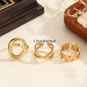 Stylish Set of Three Gold Geometric Rings 12 Se193d4f579d44173bb4647838aed616fG