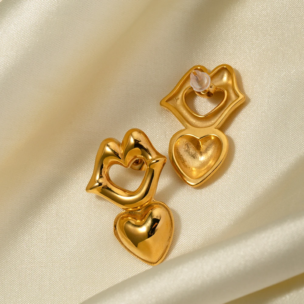 Elegant Gold Stainless Steel Stud Earrings 3 Elegant Gold Stainless Steel Stud Earrings - Image 3