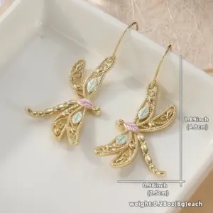 Vintage Copper Dragonfly Drop Earrings in Gold & Silver 8 Se19f5d8194424019b5db8eefe2895d8cK
