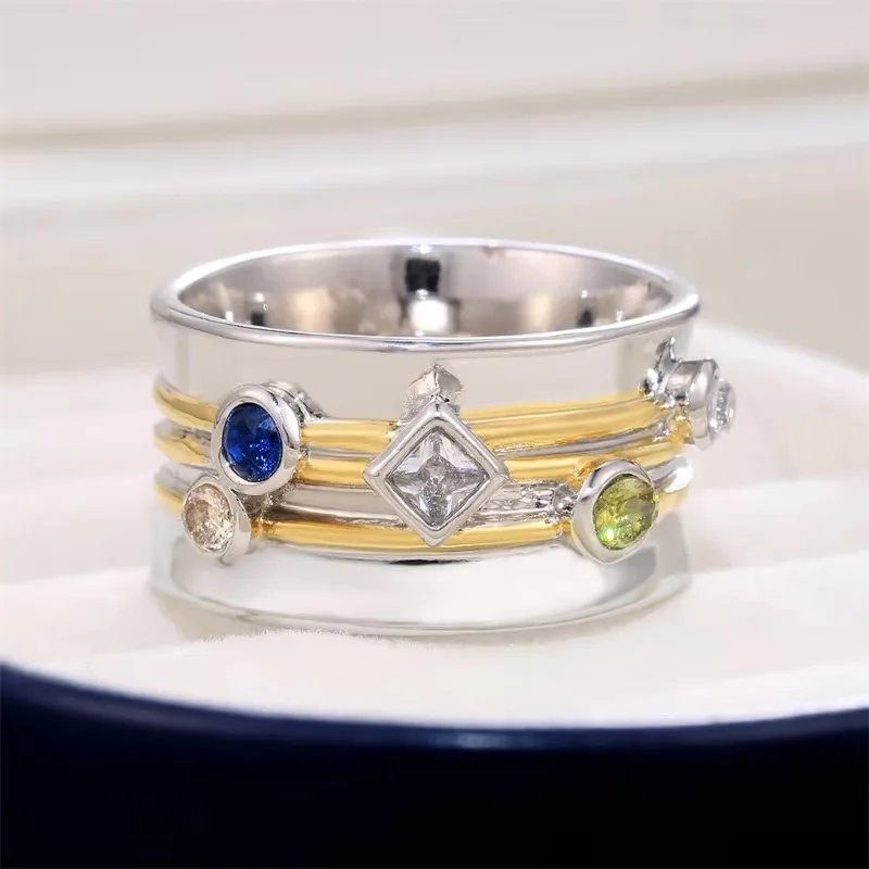 Vintage Silver & Gold Geometric Ring for Women 5 Vintage Silver & Gold Geometric Ring for Women - Image 5