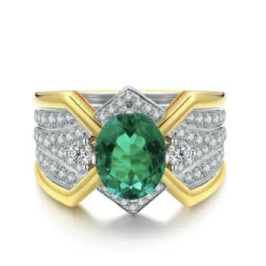 Women's Geometric Green Cubic Zirconia Ring 9 Se1fe3b9854a34868bad11bcf2e6cc790R