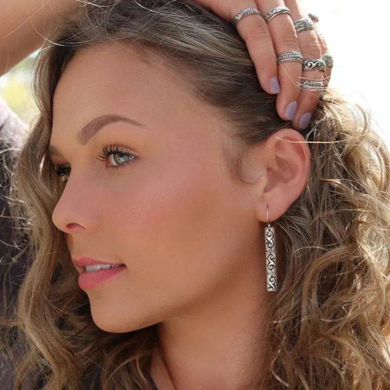 Vintage Silver Ethnic Drop Earrings 1-2cm 3 Vintage Silver Ethnic Drop Earrings 1-2cm - Image 3