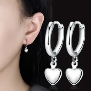 Heart-Shaped Silver Drop Earrings 11 Se2435d8c9e3b4cea8b11b902ded09abdb